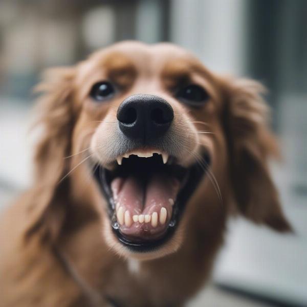 Dog with dental problems showing signs of fish breath