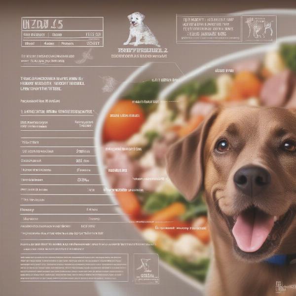 Dog Food Label with Ingredients Listed