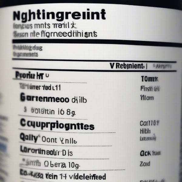 Close-up of a dog food label highlighting the ingredients section