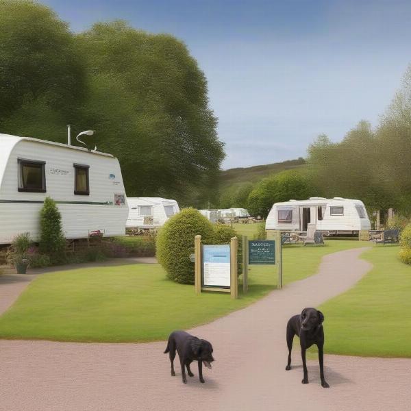 Dog-friendly caravan park in Northumberland with designated dog walking areas.