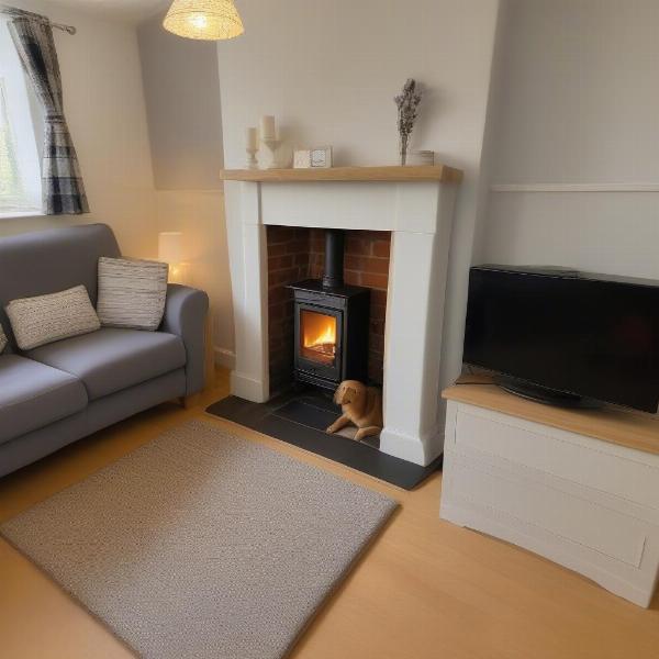 Dog-friendly cottage in Tenby with a fenced garden and cozy interior.