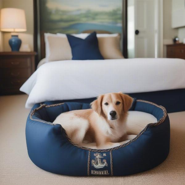 Dog Relaxing in a Hotel Room in Greenport