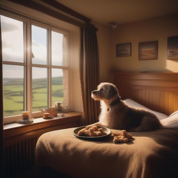 Dog-friendly hotel room in Ireland with a comfy dog bed