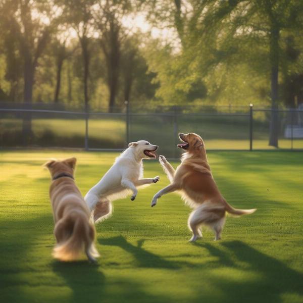 Dogs Playing in a Dog-Friendly Park