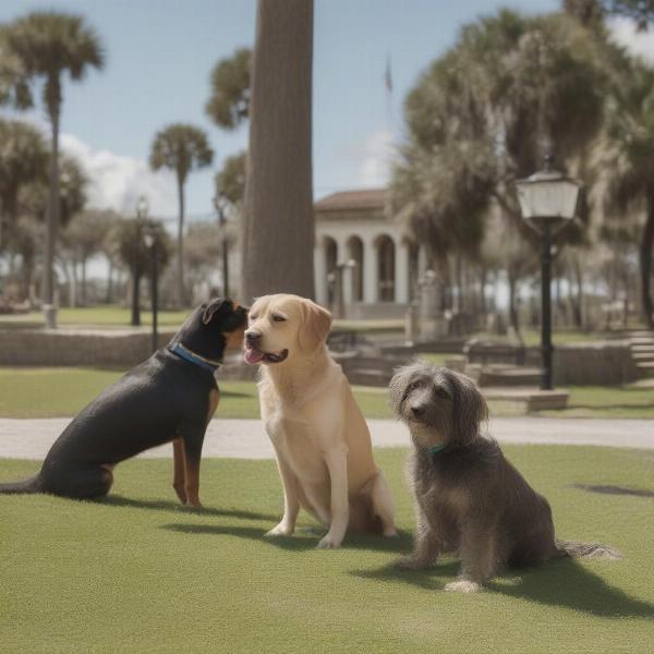 Dogs enjoying St. Augustine's parks and attractions