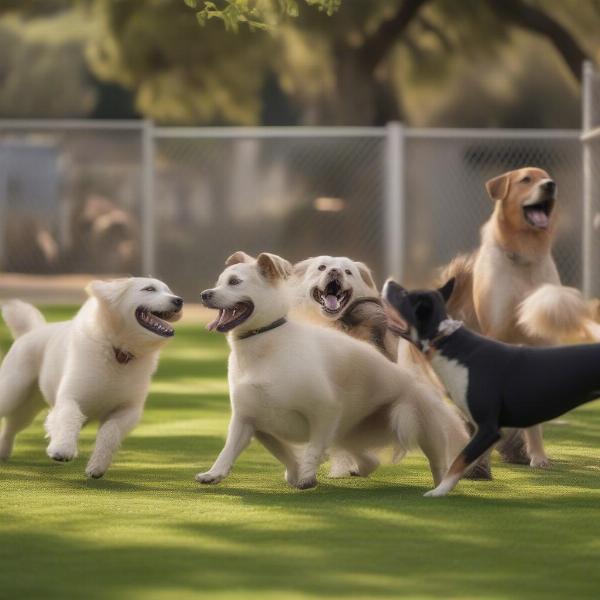 Dog playing in a Malibu park