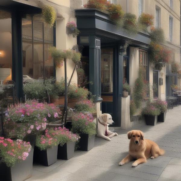 Dog enjoying a meal on a patio in Bath