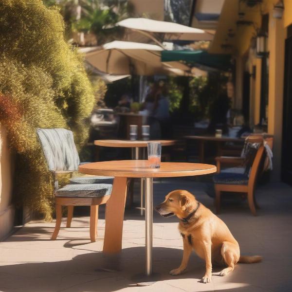 Dog-friendly patio at a restaurant in La Jolla