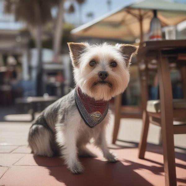 Dog enjoying a patio at Pacific Beach