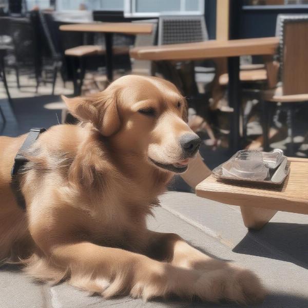 Dog Relaxing on a Patio in Portland, Maine