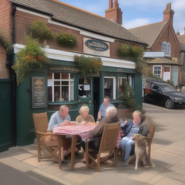 Enjoying a meal with a dog at a pub in Bridlington