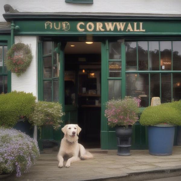 Dog relaxing at a dog-friendly pub in Cornwall