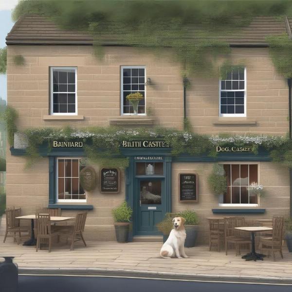 Dog-friendly pub exterior in Barnard Castle showing a welcoming atmosphere with dogs and their owners.