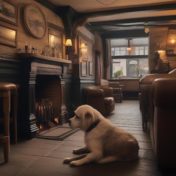 Dog resting at a dog-friendly pub in Filey