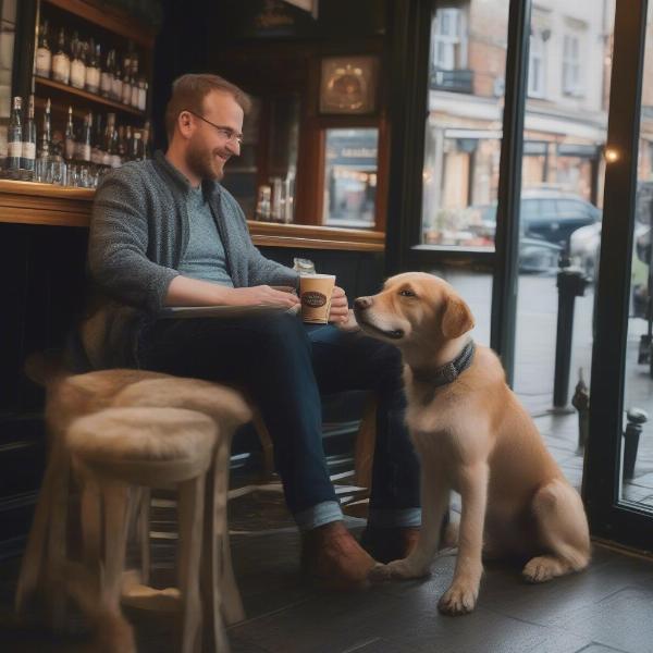 Dog relaxing at a dog-friendly pub in Harrogate.