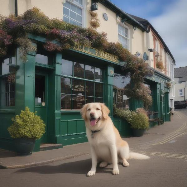 A dog relaxing at a dog-friendly pub in Ilfracombe.