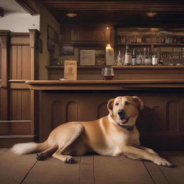 Dog resting at a dog-friendly pub on the Isle of Wight