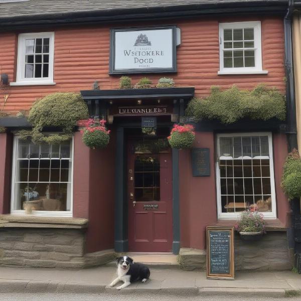 Dog-friendly pub exterior in Llangollen