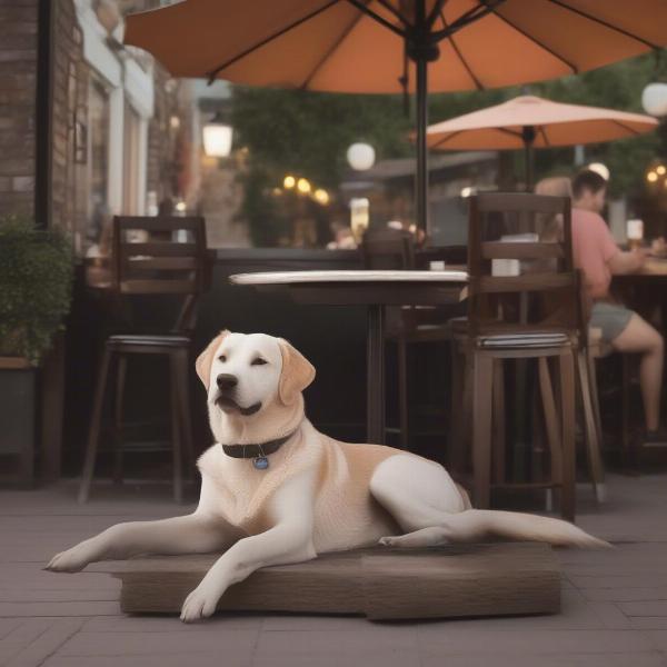 Dog relaxing at a dog-friendly pub in North Devon