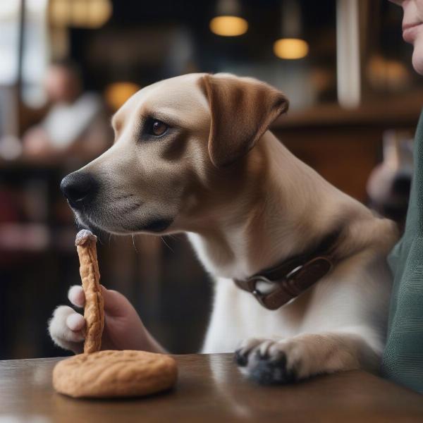 Dog enjoying treats at a dog-friendly pub in Penrith