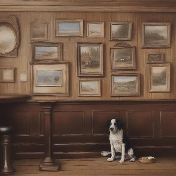 A cozy corner in The Royal Oak pub in Saundersfoot, Wales, with a dog resting comfortably near the fireplace.