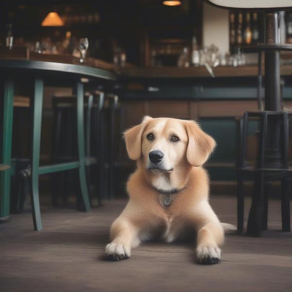 A dog relaxing at a dog-friendly pub in Somerset.