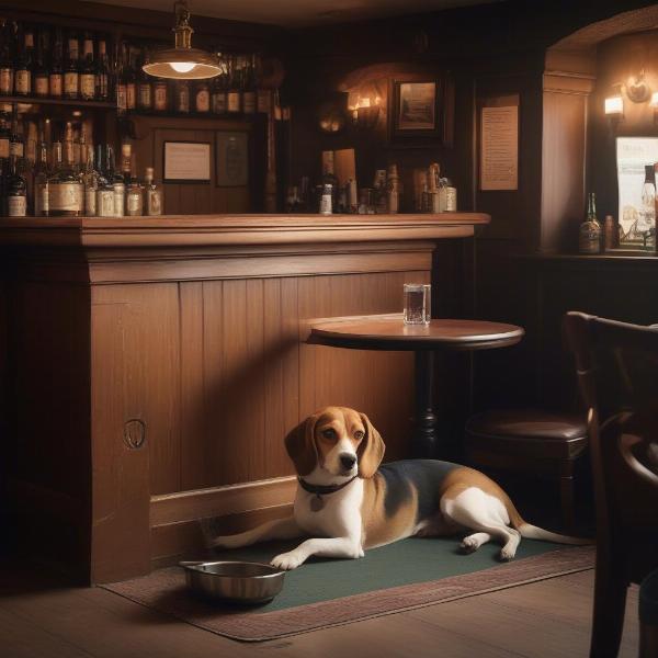 Dog relaxing at a dog-friendly pub in Suffolk