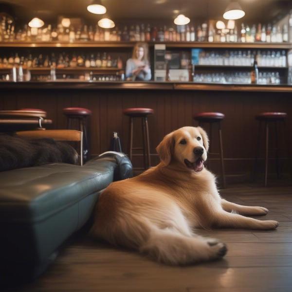 Dog relaxing at a dog-friendly pub in Wales