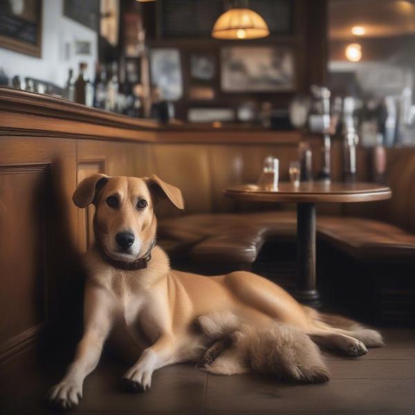 Dog relaxing at a pub in Wells-next-the-Sea