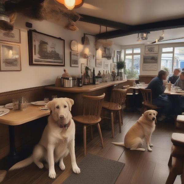 Dog-friendly restaurant interior Padstow