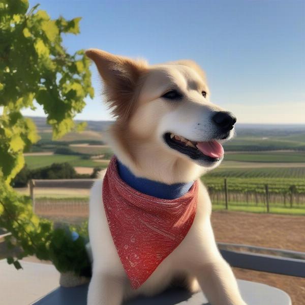 Dog enjoying the scenic view at a Paso Robles winery