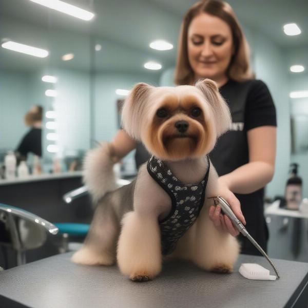 A dog being professionally groomed in Middlesbrough