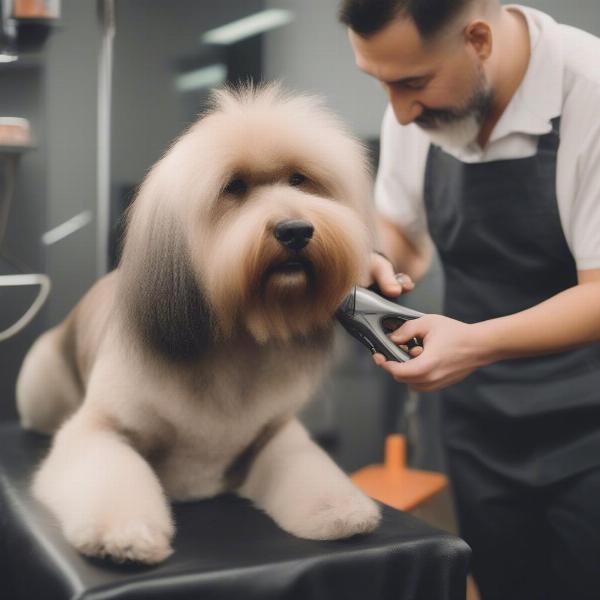 Dog Getting Short Bark & Sides Grooming