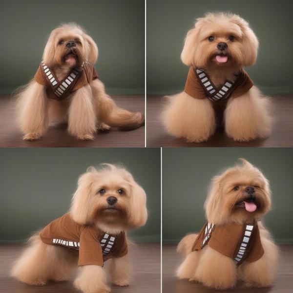 Dog Getting Used to a Chewbacca Costume