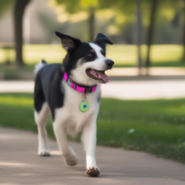 Dog wearing a GPS tracker in Chicago