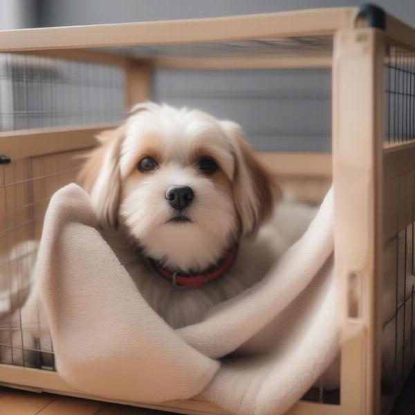 Dog Comfortable in a Soundproof Crate