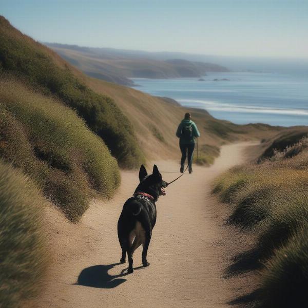 Dog hiking on Bodega Bay trails