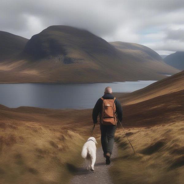 Dog hiking in the Scottish Highlands