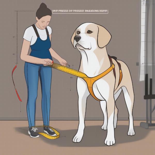 Measuring a dog for a hip harness