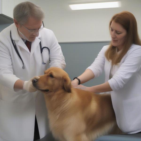 Veterinarian Examining a Dog's Hock