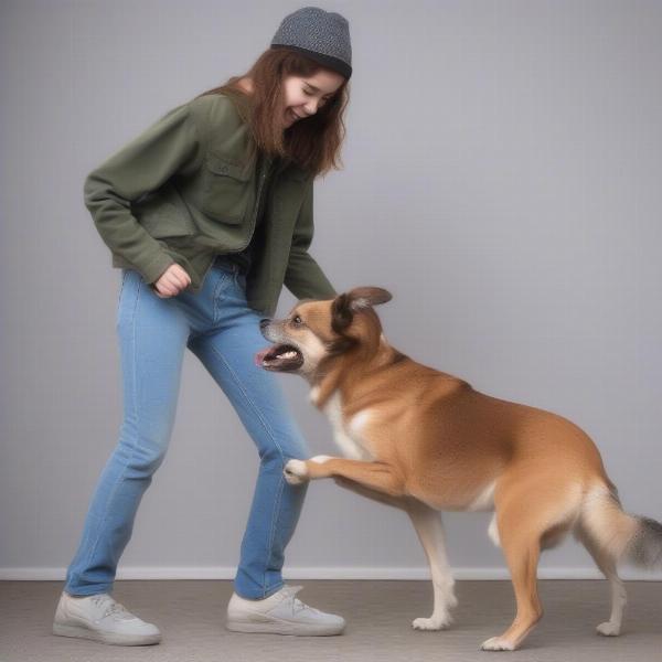 Dog humping a teenager's leg