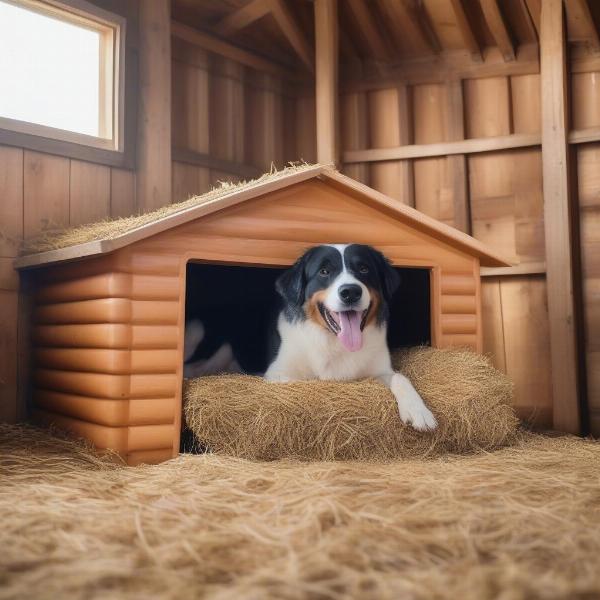 Dog in Barn Dog House