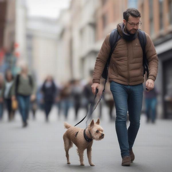 Dog in Front Pack in City