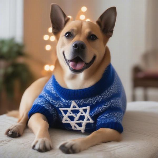 Dog in Hanukkah Sweater