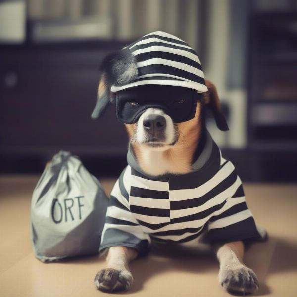 Dog in Robber Costume