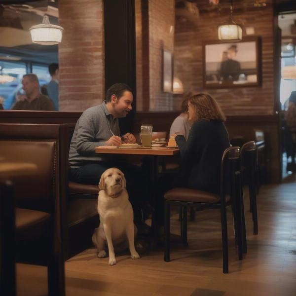 Dog inside a Detroit restaurant