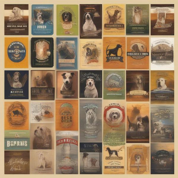 Dog-themed IPA beer labels with canine mascots.