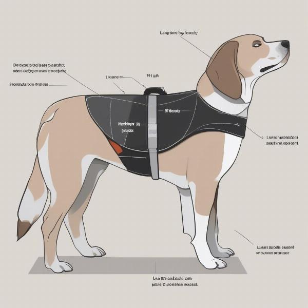 Measuring a dog for a jacket designed for harness use