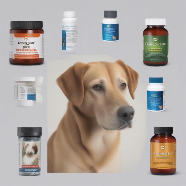 Various types of dog joint supplements, including chews, pills and liquids