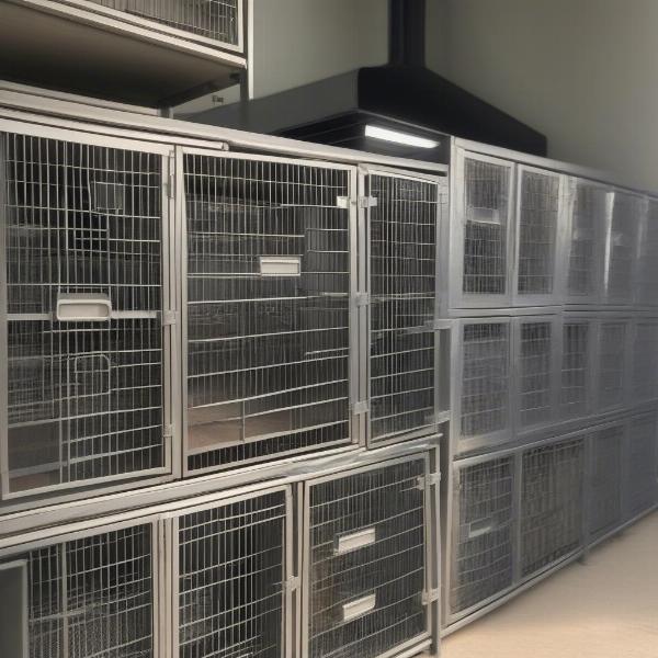 Proper ventilation and access are crucial for the well-being of dogs in stacked kennels.